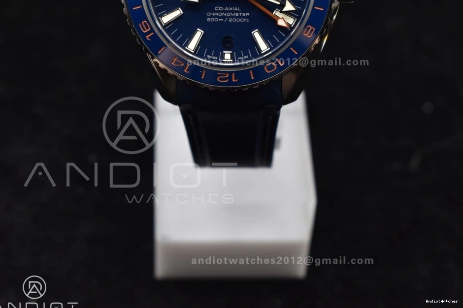 Strap GMT Ceramic Clone Ocean Bezel on Blue Blue 600M Dial Rubber Trendsetting Co-Axial Planet VSF Edition Best 1009 1:1 Super 43.5mm A8605 1219